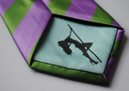 green and purple barber stripe tie